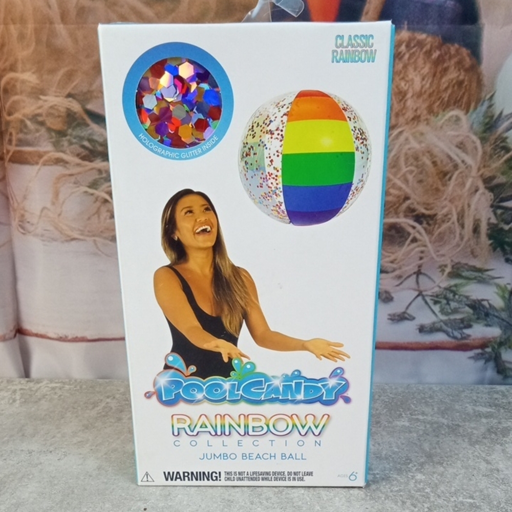 ⛱️ 🍒 Pool Candy Rainbow Jumbo Beach Ball